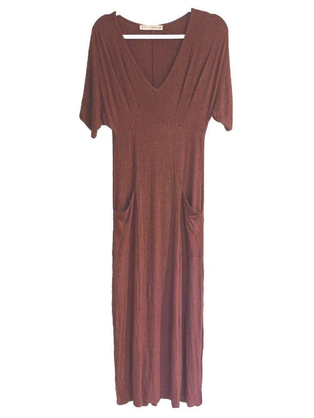 Baltic Born Verona Maxi Dress Rose Plum Womens Size Small Pockets Knit Stretchy